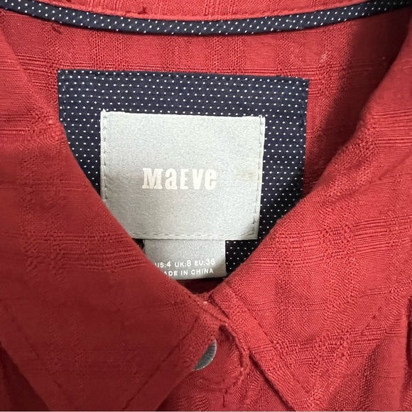 Anthropologie Maeve Bloomsbury Tie Front Shirt Dress Womens Size 4 ob465625 Rust - Picture 8 of 11